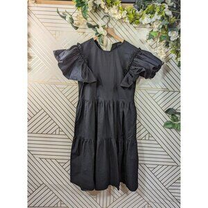 Chepe Women Made In Italy Black Cotton Tiered Dress Cottagecore Size Small READ